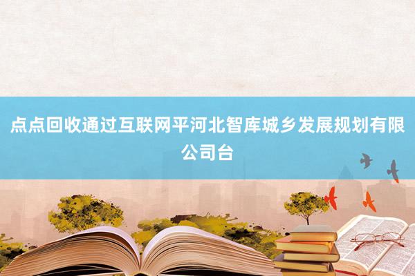 点点回收通过互联网平河北智库城乡发展规划有限公司台